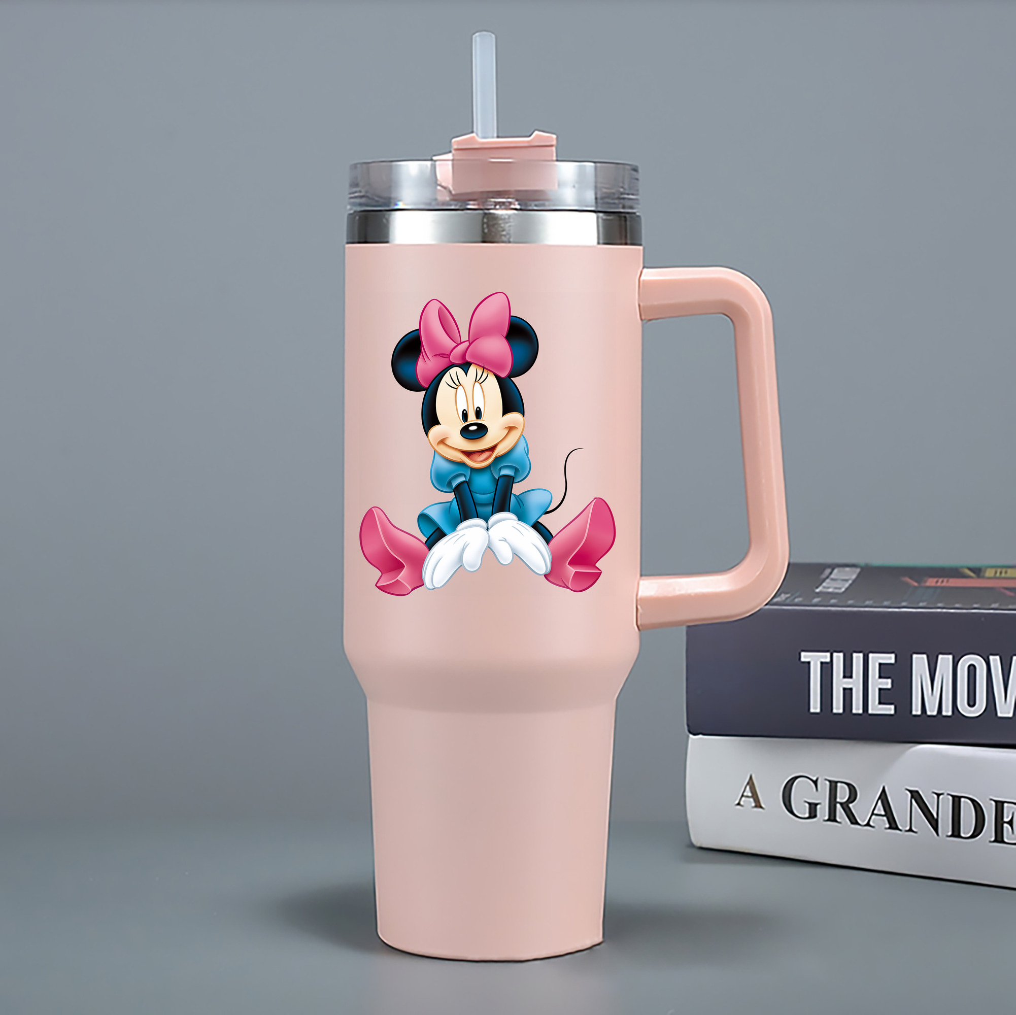 （画像用） ミッキーマウス Mickey Mouse 1200mL車用タンブラー - クリスタルステッカー（プラスチックストロー付き）